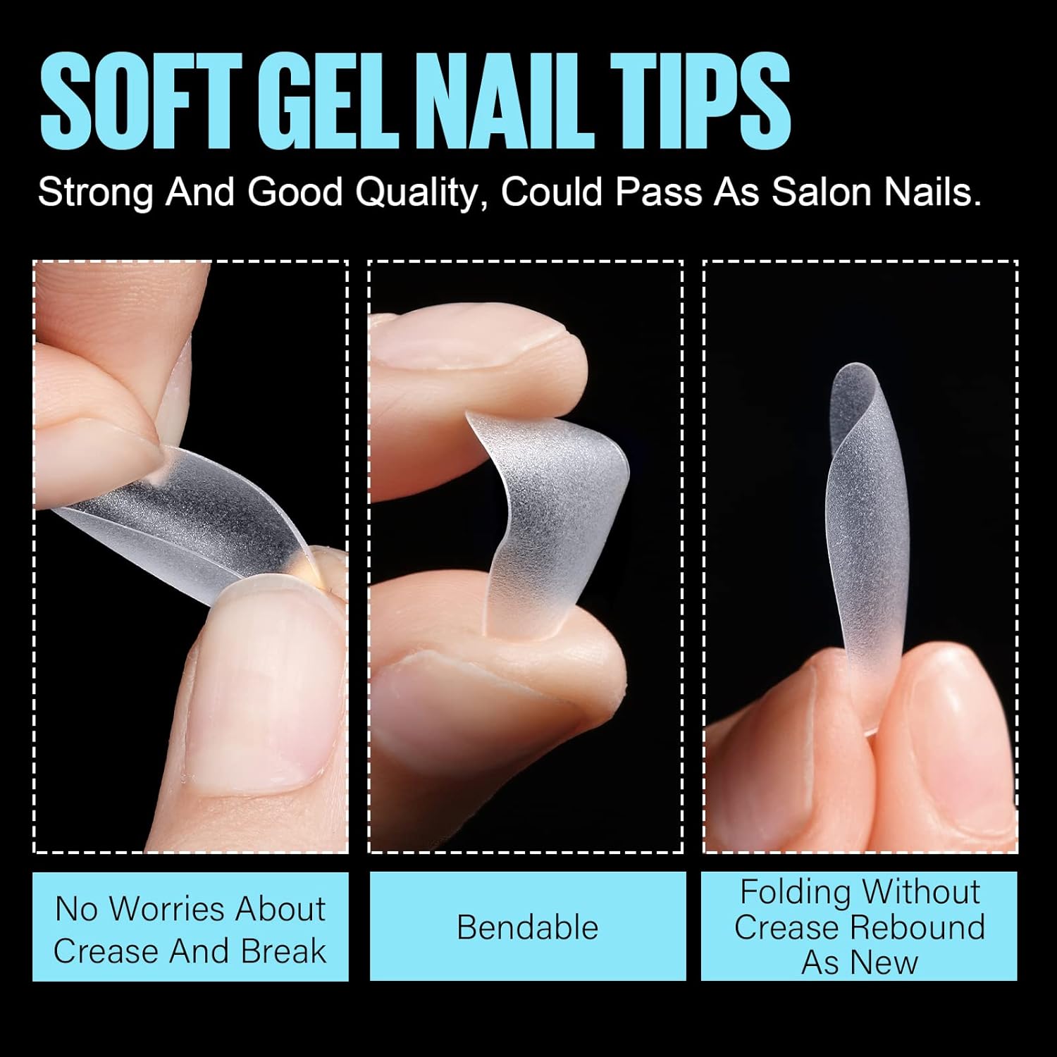 TOMICCA Gel Nail Glue for Nail Tips  plus 4 different packs for nail tips - 15ml Super Strong Nail Glue Compatible with Acrylic Nails,Soft Gel Nail Tips and Press On Nails, UV/LED Curing,