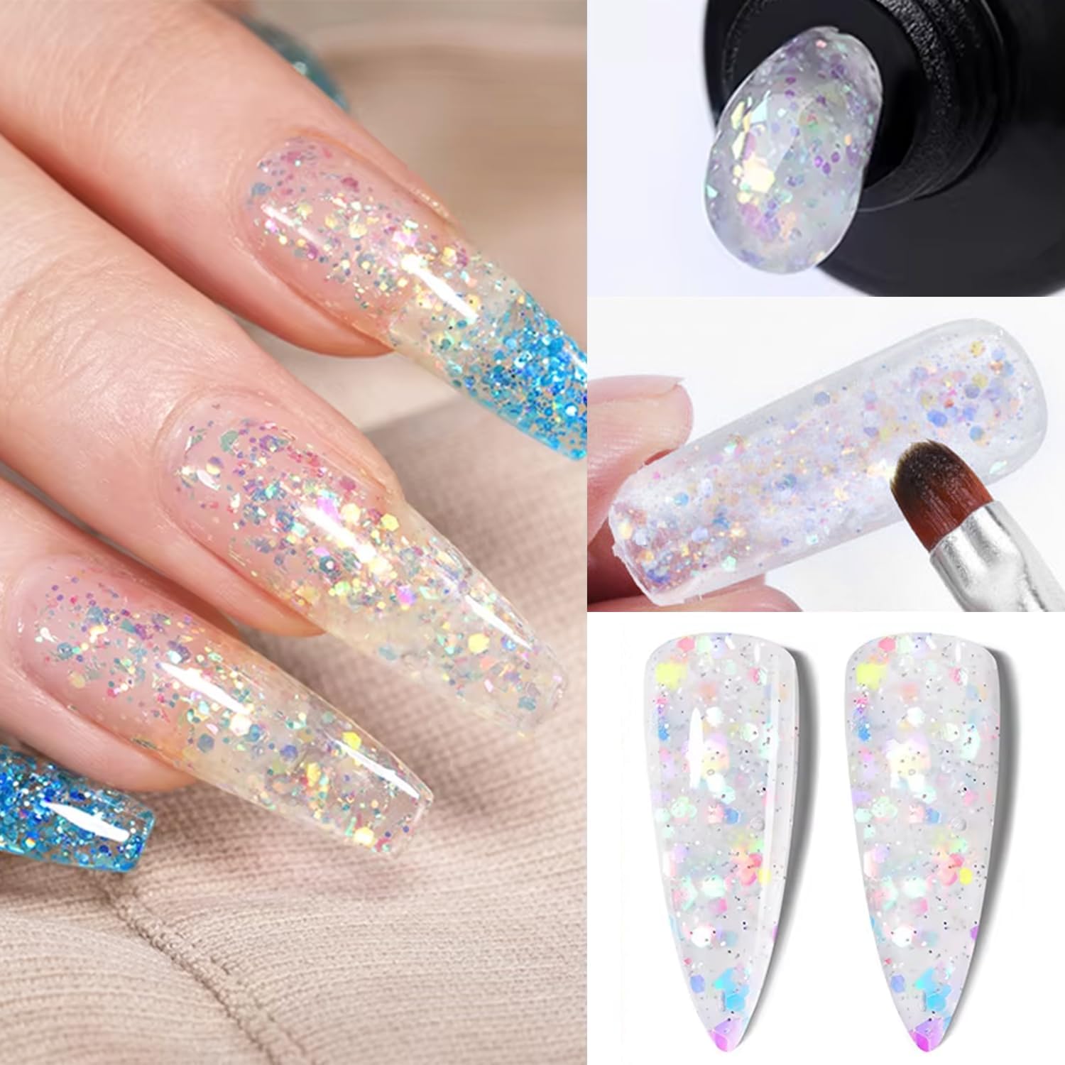 8Pcs Polygel Extension Gel Glitter Builder Kit for Nails . 8 Colors  Kit for Beginners