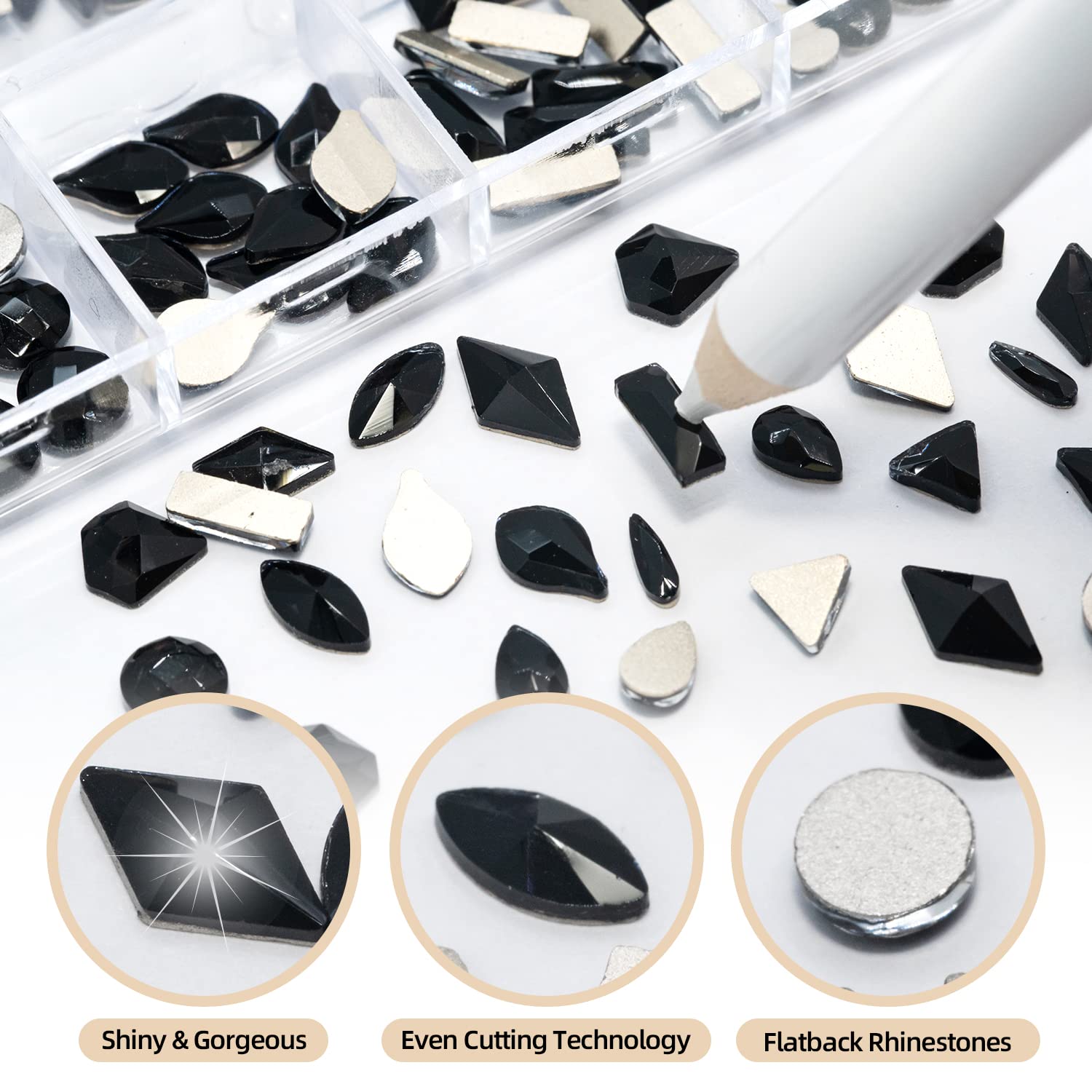 Nail Art Kit: 240 Special Shape & 2194 Flatback Rhinestones for Nails, ( 8 diff packs )