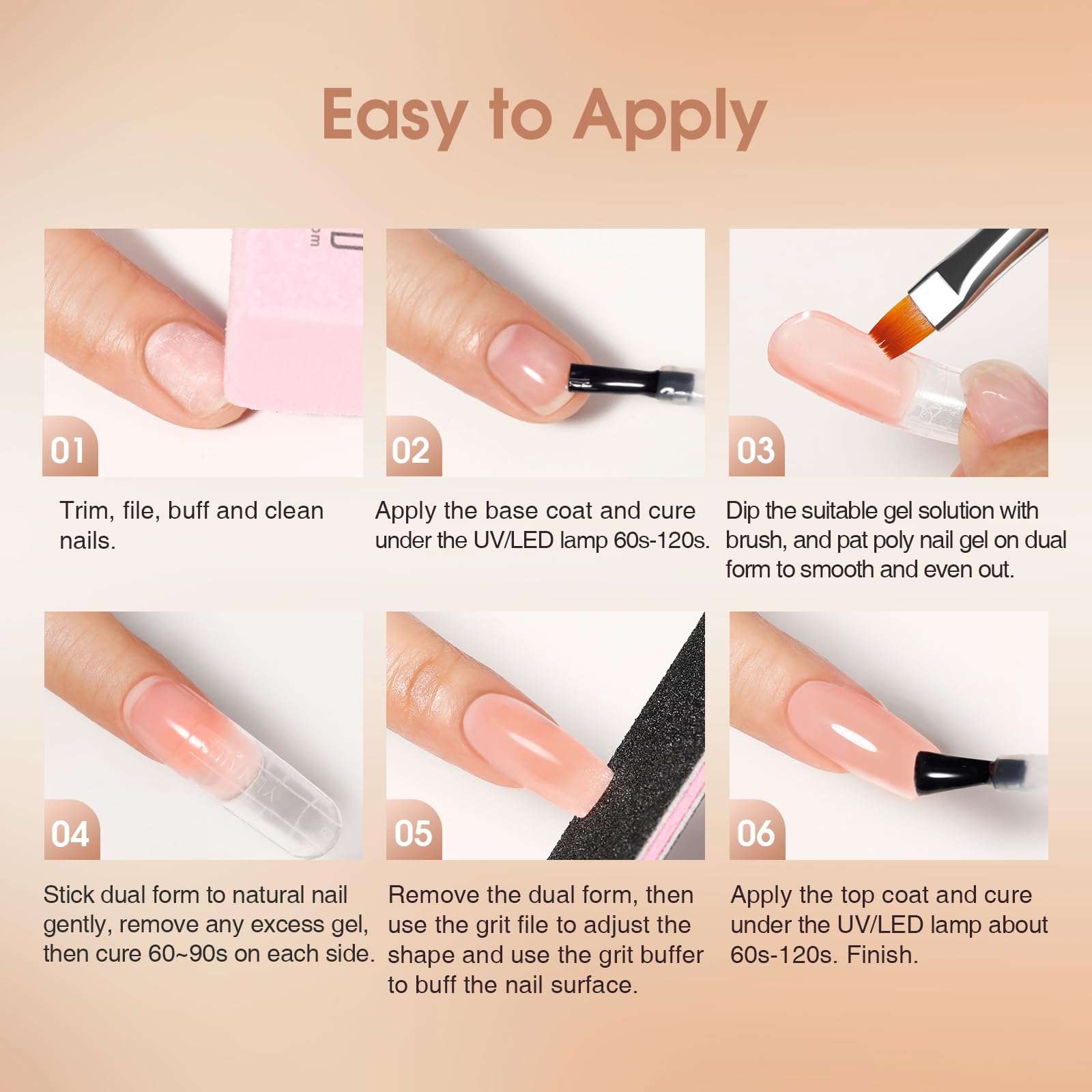 ROSALIND 4 diffr=erent packs . MINI Poly Nail Gel Kit, 8 Colors 0.34oz Each Tube. Starter Kit with Slip Solution and Mini UV Lamp, Clear Nude Purple Gels Extension Set