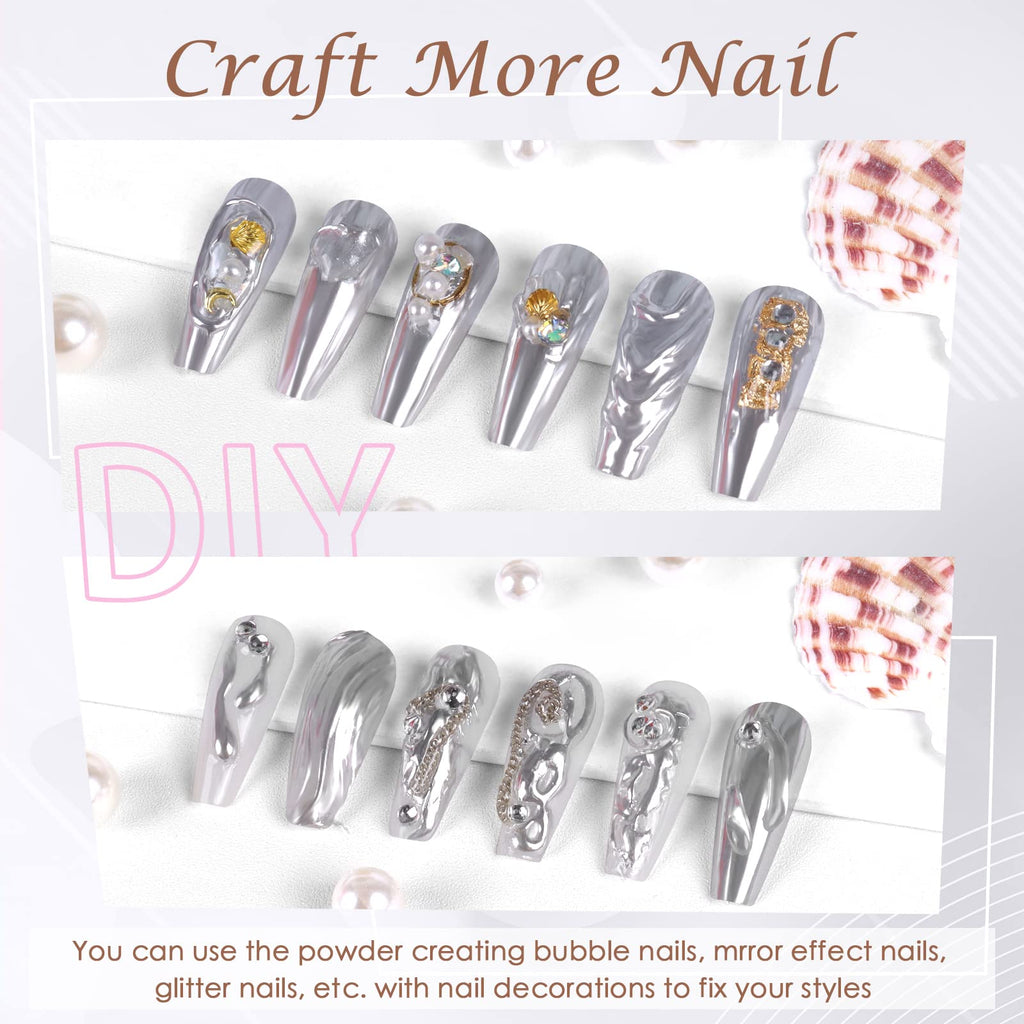 Laza Chrome Nail Powder Mirror Effect Metallic 6 diff colors