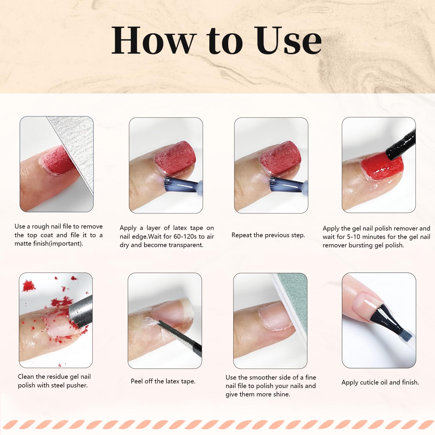 JODSONE Gel Nail Polish Remover Kit - Set with 15ml Gel Nail Polish Remover, Cuticle Oil and Latex Tape, and Complete Remover Manicure Tool Set, No Soaking