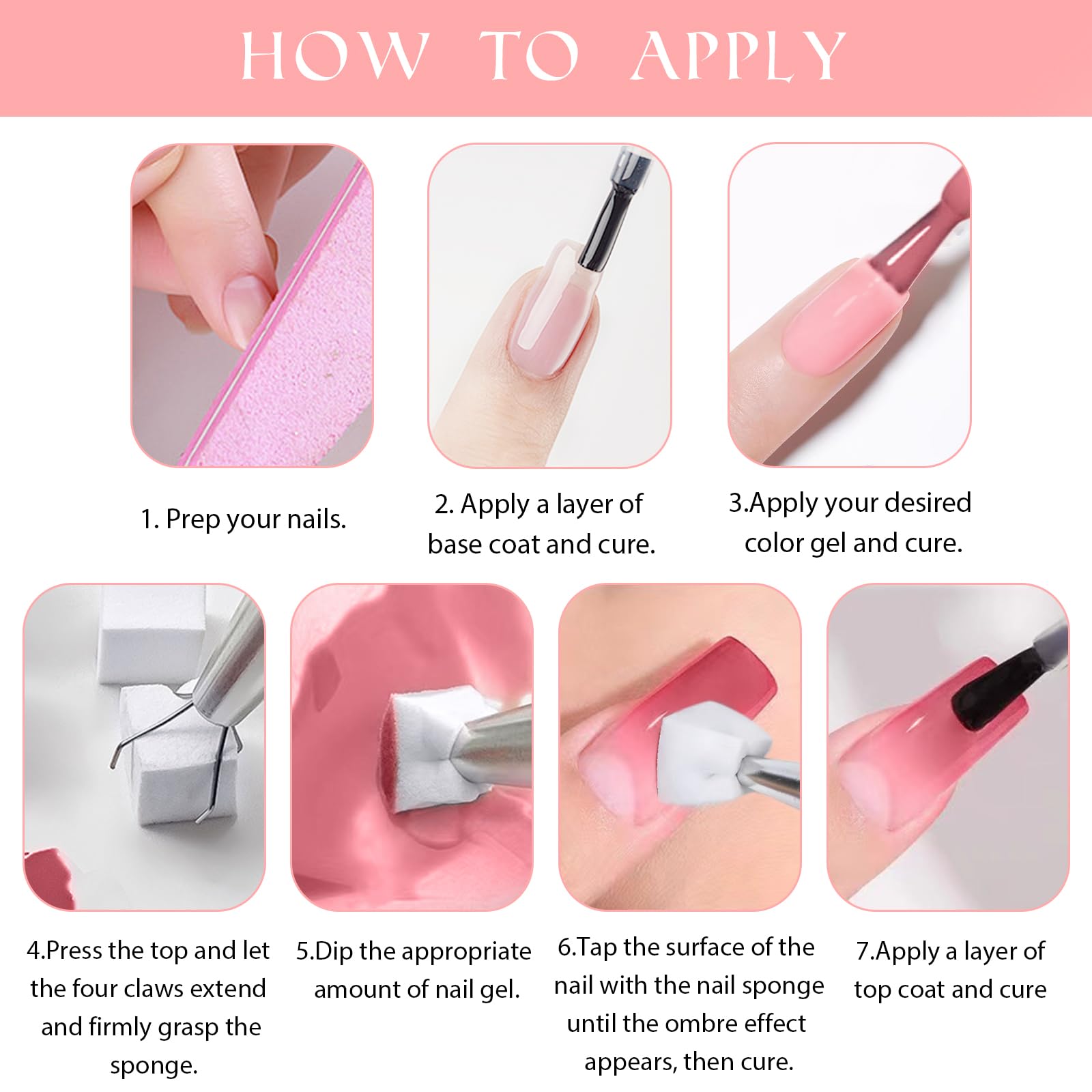 Gradient Painting Gel,(plenty of diff combinations!) 9 Colors Ombre Gel Nail Polish with 100Pcs Nail Sponges &Tweezers, Sponging Gel Nail Polish for Ombre Nails