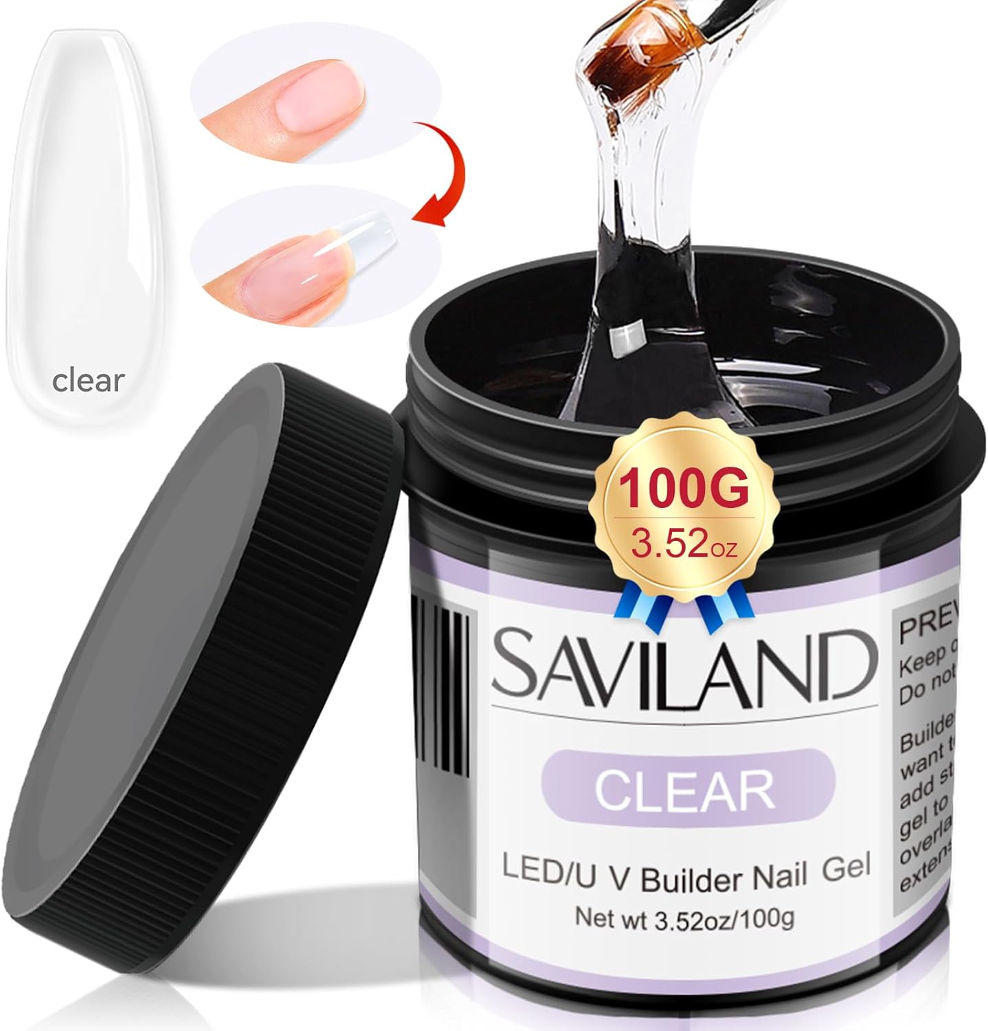 SAVILAND Builder Nail Gel – 3.53oz Light Pink Hard Gel for Nails Large Capacity Nail Strengthen, Nail Extension, Nail Art, U V Nail Gel