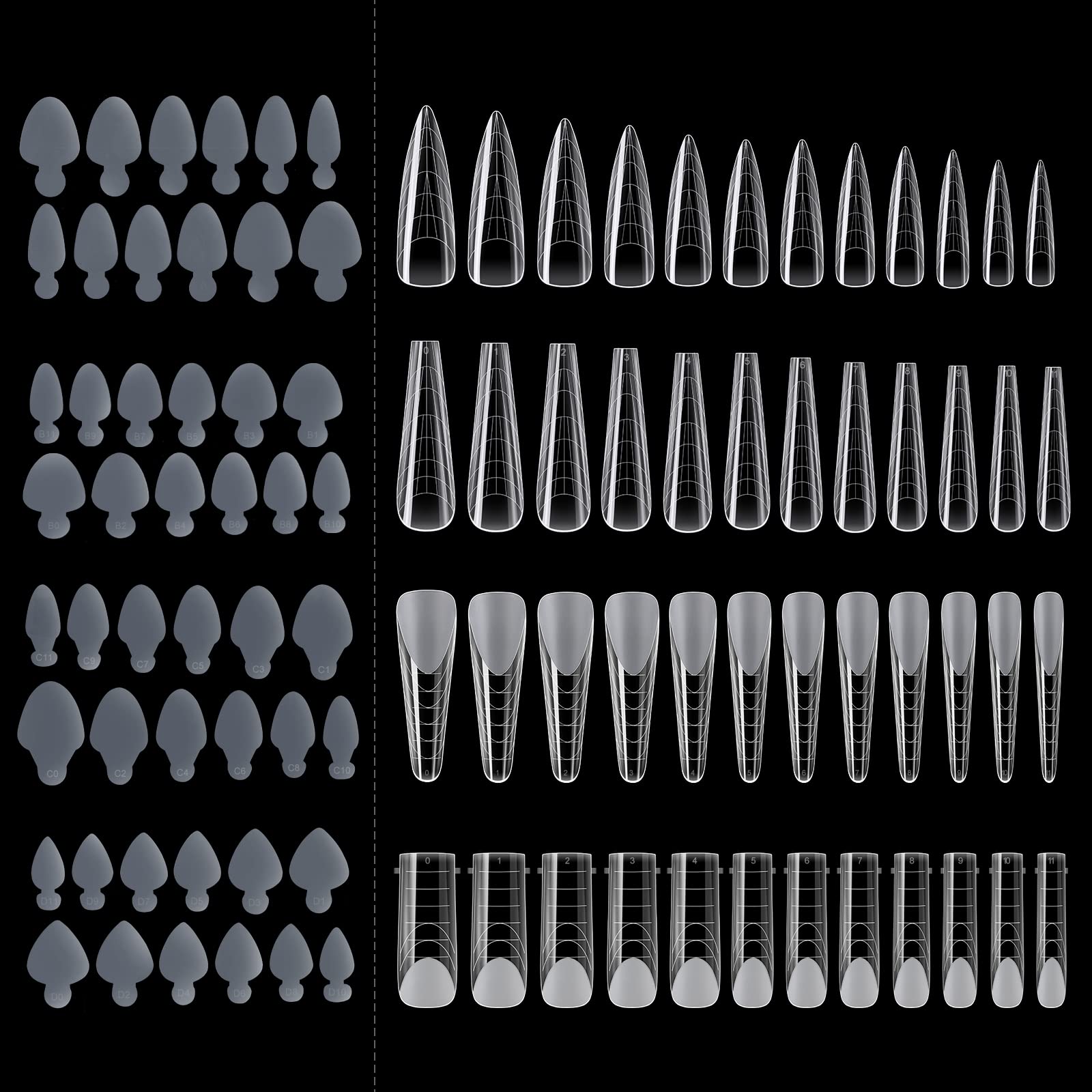 120Pcs (4 diff packs ) Forms , Extension Molds