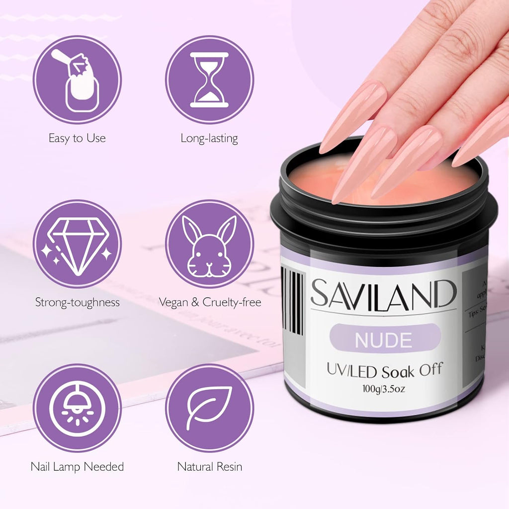 SAVILAND Builder Nail Gel – 3.53oz Light Pink Hard Gel for Nails Large Capacity Nail Strengthen, Nail Extension, Nail Art, U V Nail Gel