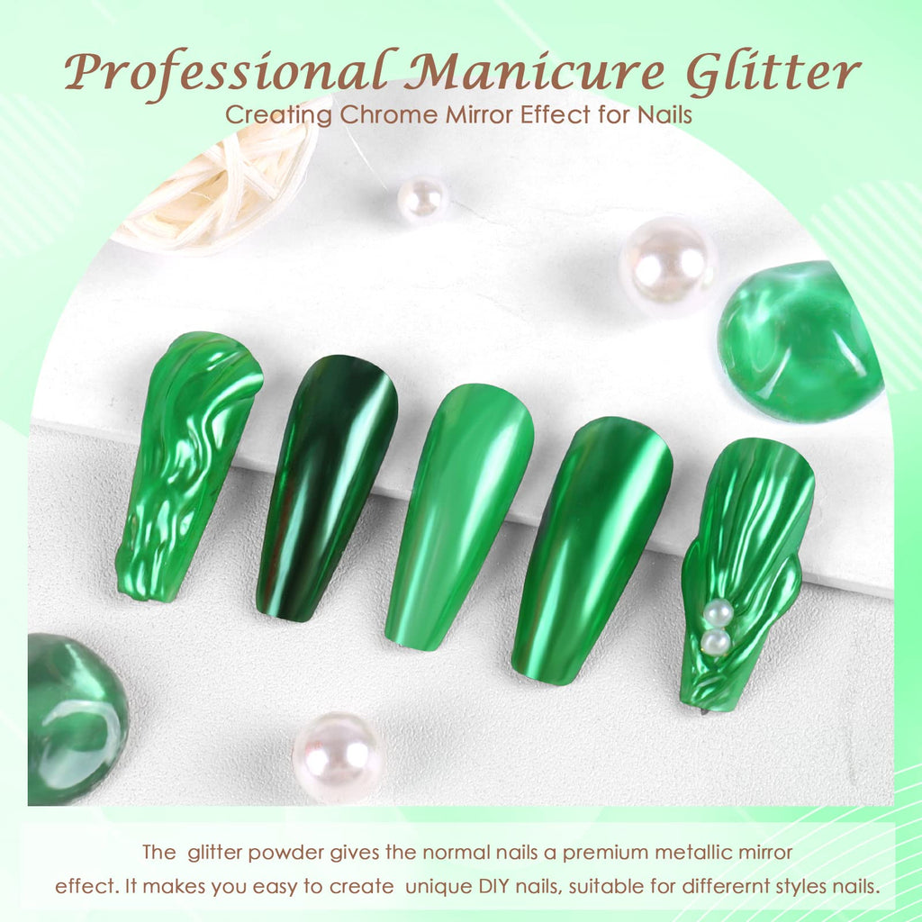 Laza Chrome Nail Powder Mirror Effect Metallic 6 diff colors