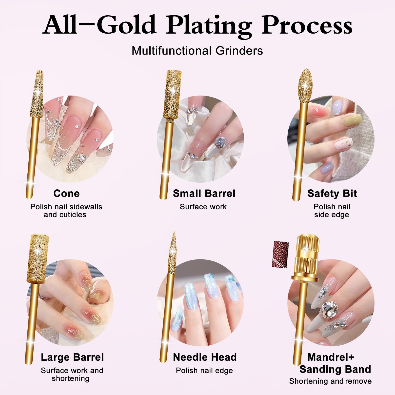 Alety Electric Nail Drill Kit, Portable Electric Nail File for Acrylic Gel Nails, Professional Nail Drills Machine Efile Manicure Pedicure Tools with Gold Nail Drill Bits