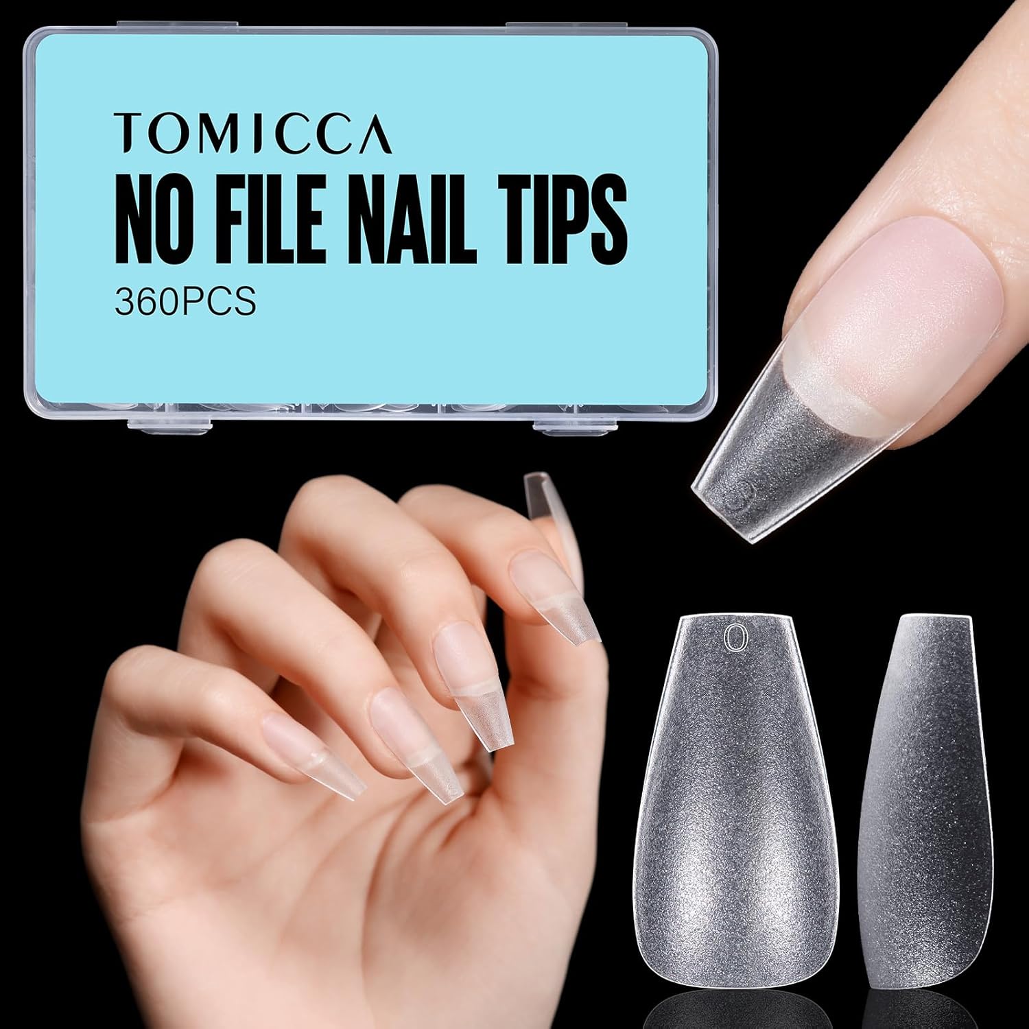 TOMICCA Gel Nail Glue for Nail Tips  plus 4 different packs for nail tips - 15ml Super Strong Nail Glue Compatible with Acrylic Nails,Soft Gel Nail Tips and Press On Nails, UV/LED Curing,