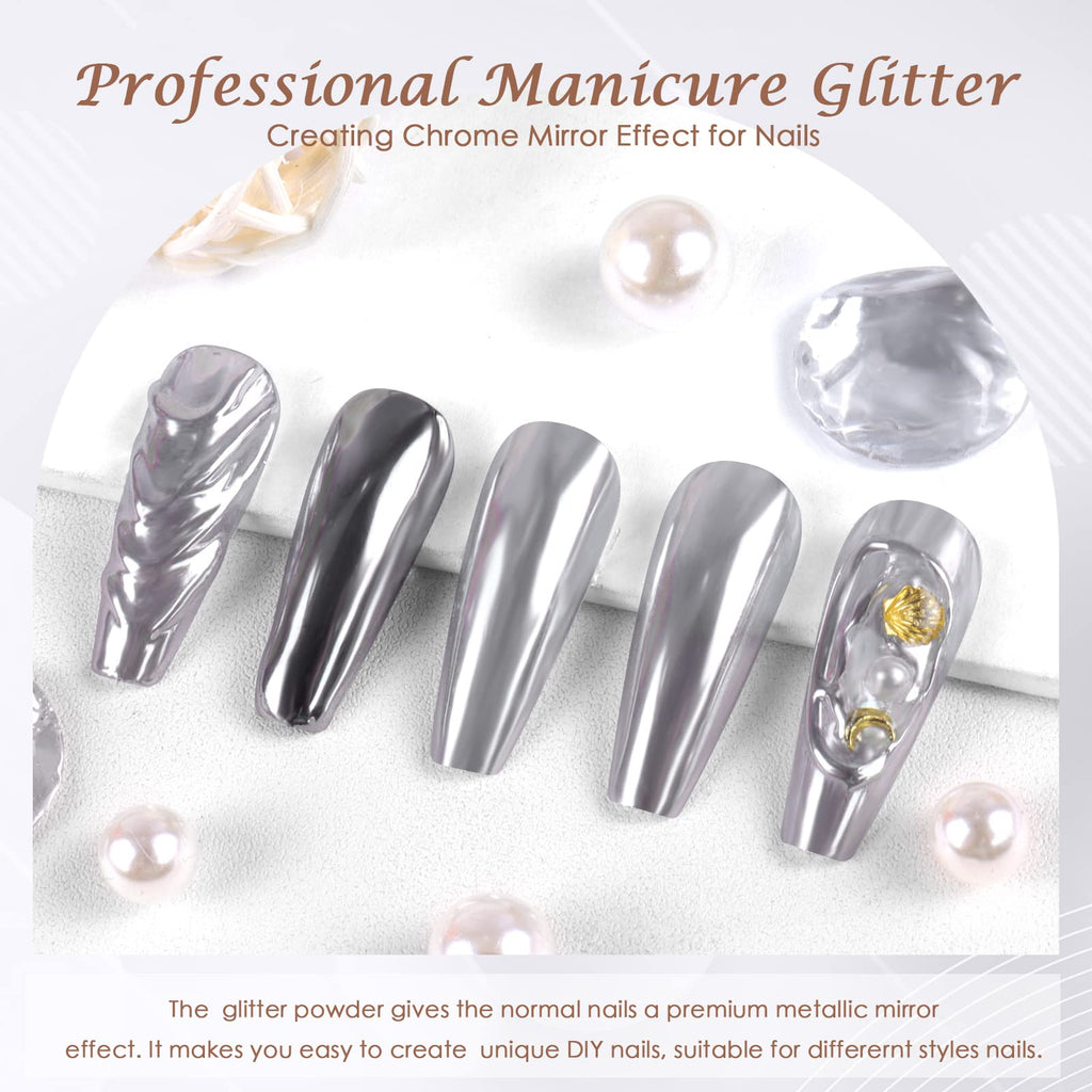 Laza Chrome Nail Powder Mirror Effect Metallic 6 diff colors