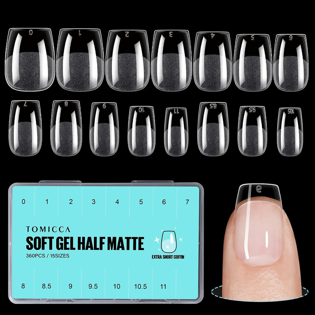 TOMICCA Gel Nail Glue for Nail Tips  plus 4 different packs for nail tips - 15ml Super Strong Nail Glue Compatible with Acrylic Nails,Soft Gel Nail Tips and Press On Nails, UV/LED Curing,