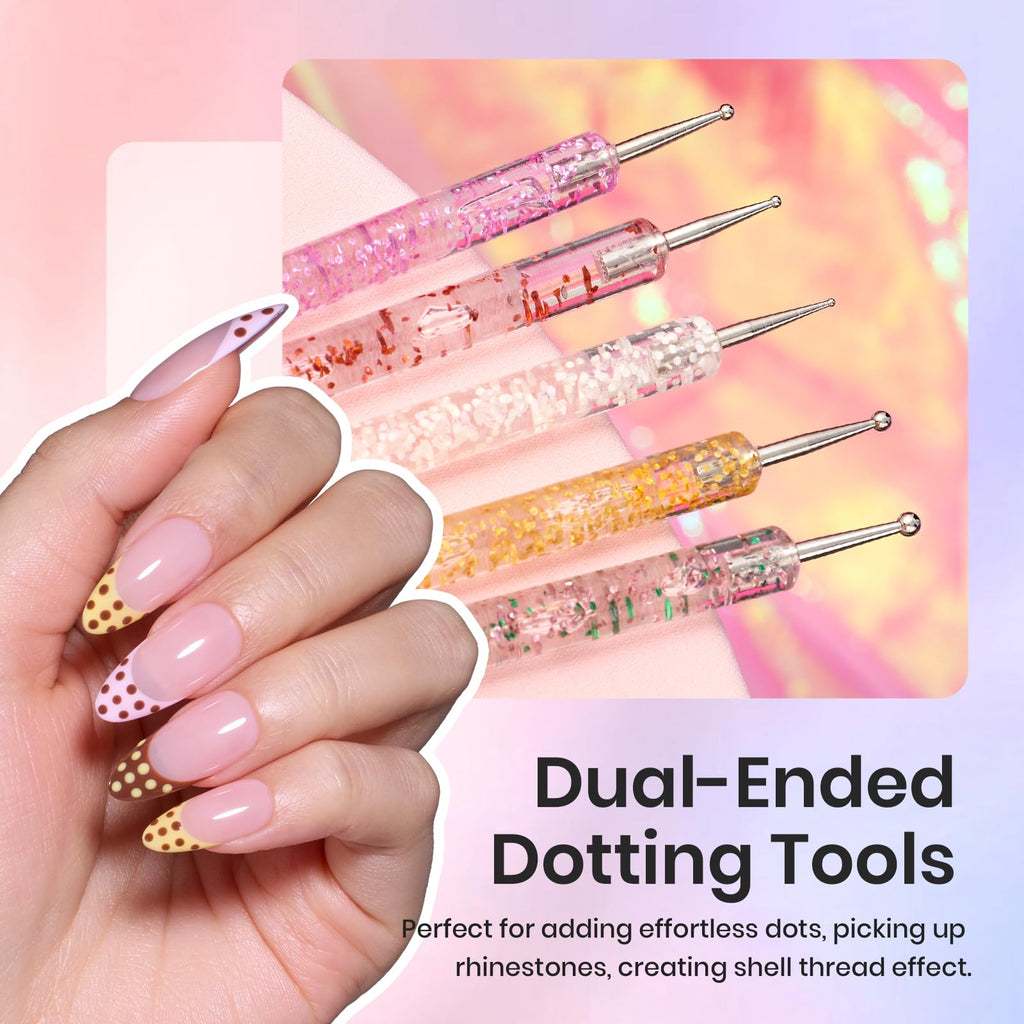 Beetles (5 diff packs ) Nail Art Brushes, Dotting Tools, Nail Art Pens, Dust Brush, Striping Liner Fingernail Drawing Pens with Palette Holder