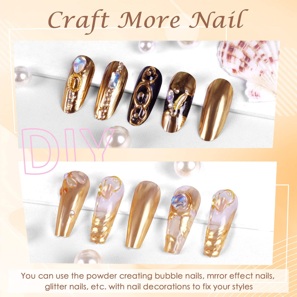 Laza Chrome Nail Powder Mirror Effect Metallic 6 diff colors