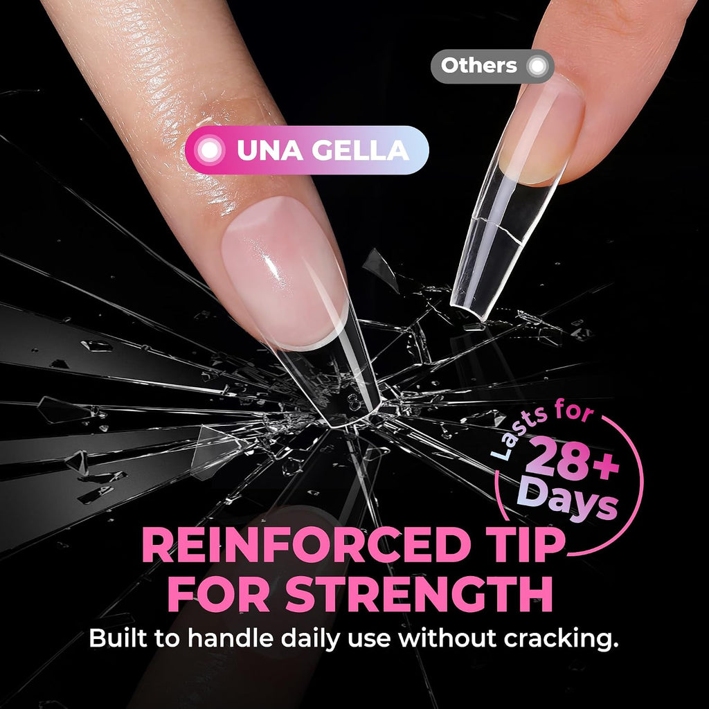 UNA GELLA Soft Gel Nail Tips, 6 Shapes + 2 Glue Options