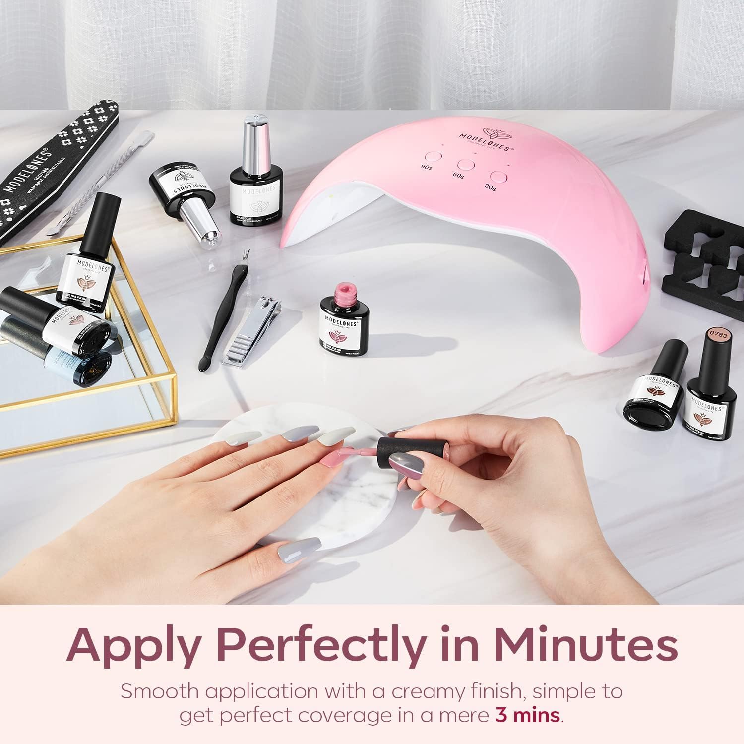 Modelones Gel Nail Polish Kit with U V Light 48W Nail Dryer Lamp Pink Brown Nude Gel Nail Polish Set, Soak Off Base and Top Coat, Nail Tools, French Manicure Design Nail Art Starter Kit Mother's Day Gift for Women