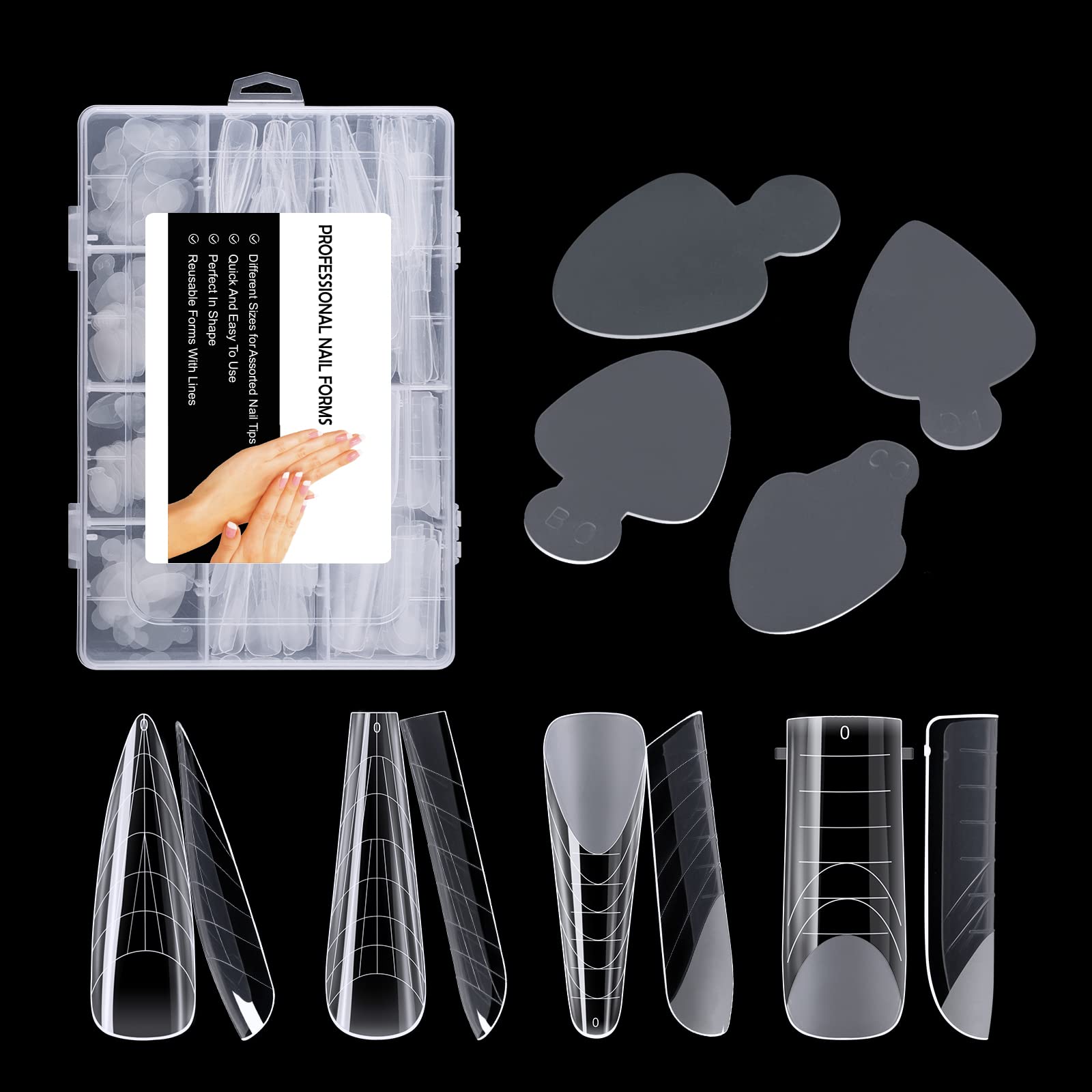 120Pcs (4 diff packs ) Forms , Extension Molds