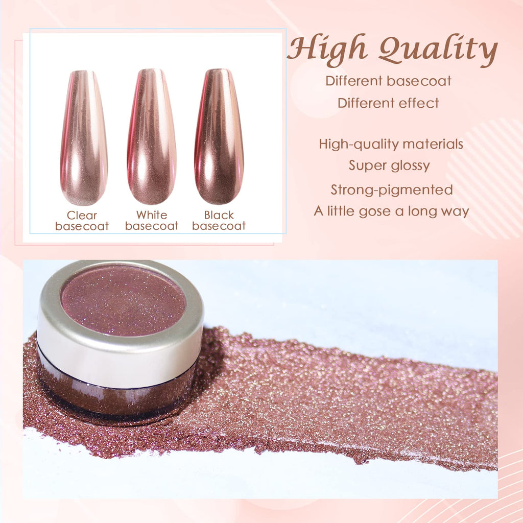 Laza Chrome Nail Powder Mirror Effect Metallic 6 diff colors
