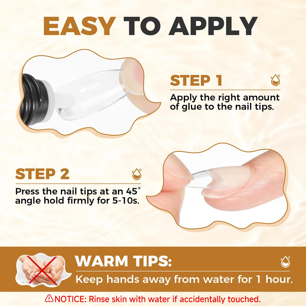 UNA GELLA Soft Gel Nail Tips, 6 Shapes + 2 Glue Options