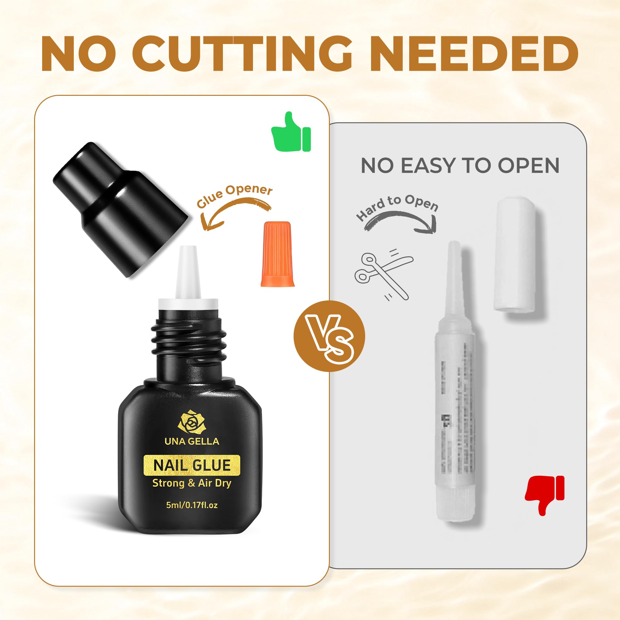UNA GELLA Soft Gel Nail Tips, 6 Shapes + 2 Glue Options