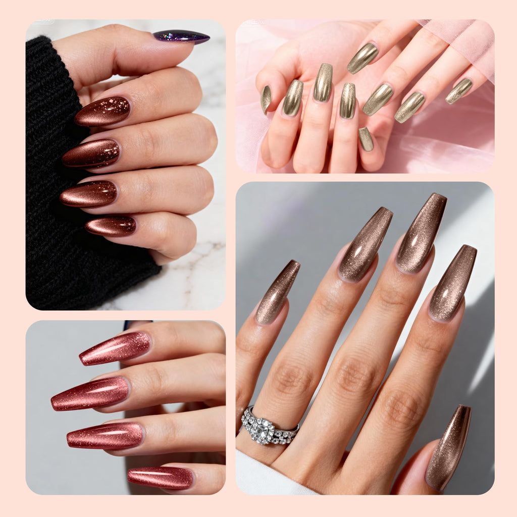 Poly Gel Nail Kit, EBANKU Cat Eye Poly Nail Gel Pink Purple Gold Glitter Magnetic Builder