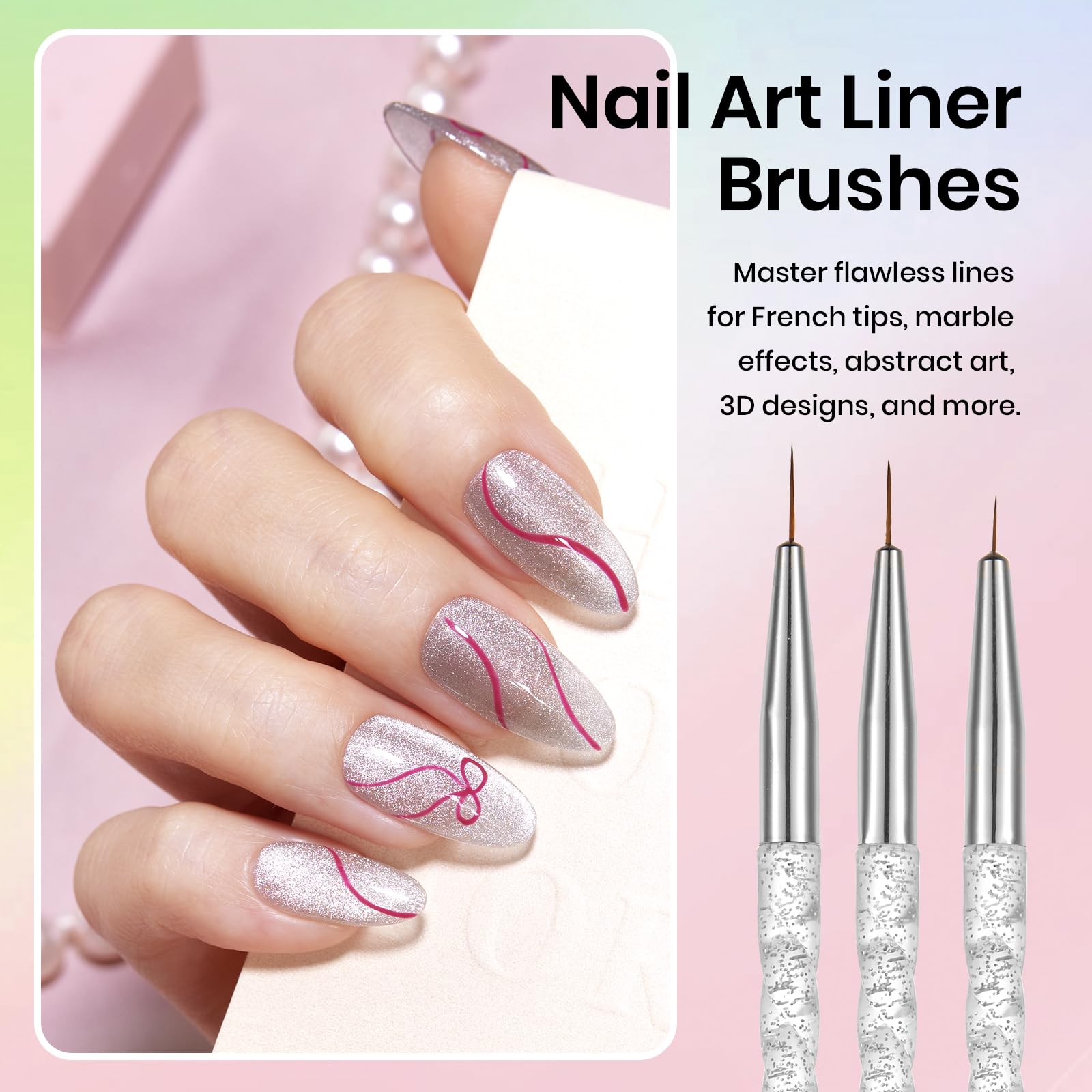 Beetles (5 diff packs ) Nail Art Brushes, Dotting Tools, Nail Art Pens, Dust Brush, Striping Liner Fingernail Drawing Pens with Palette Holder
