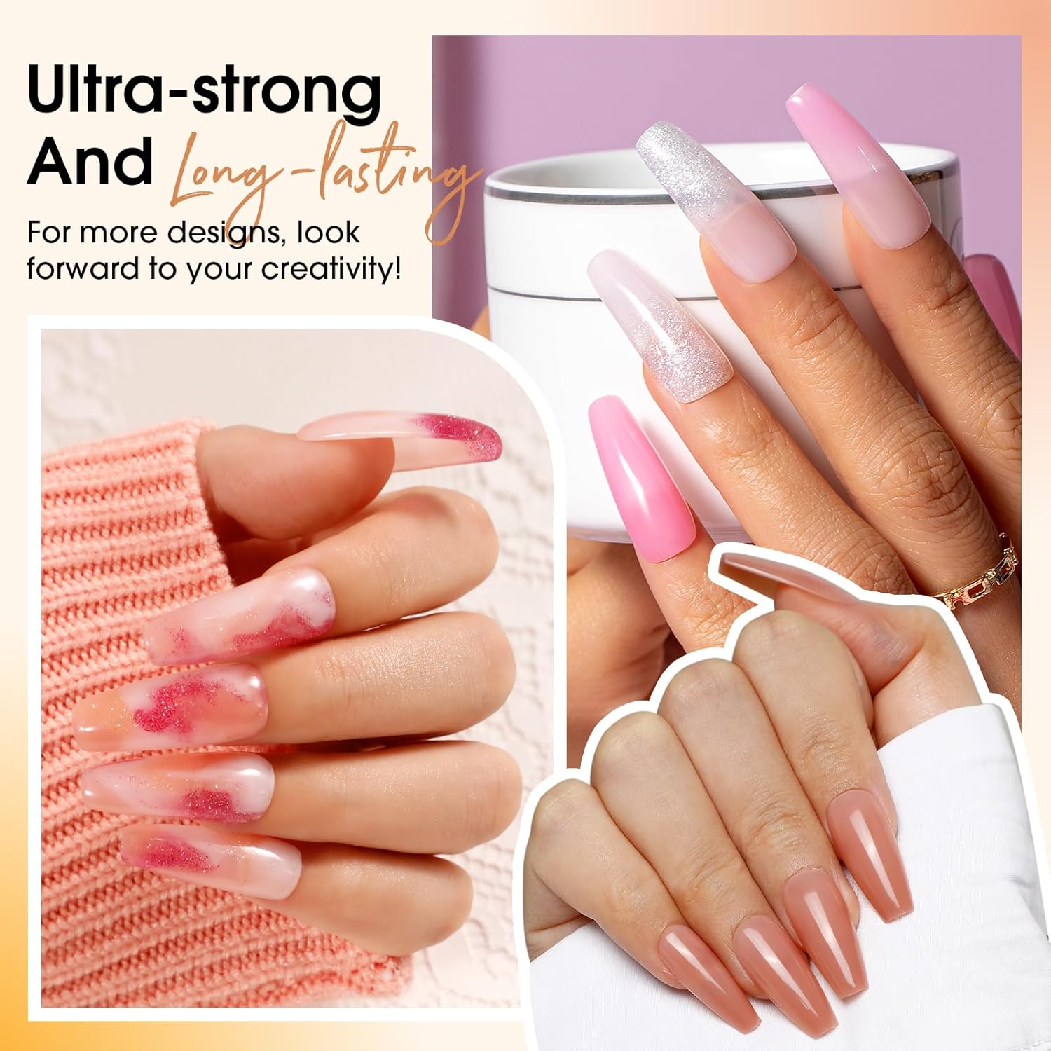 4 different packs ROSALIND Poly Nail Gel Kit with Drill -14 Colors. with U V Lamp Slip Solution and Electric Nail Drill Starter Kit, 0.34 oz/10 ml