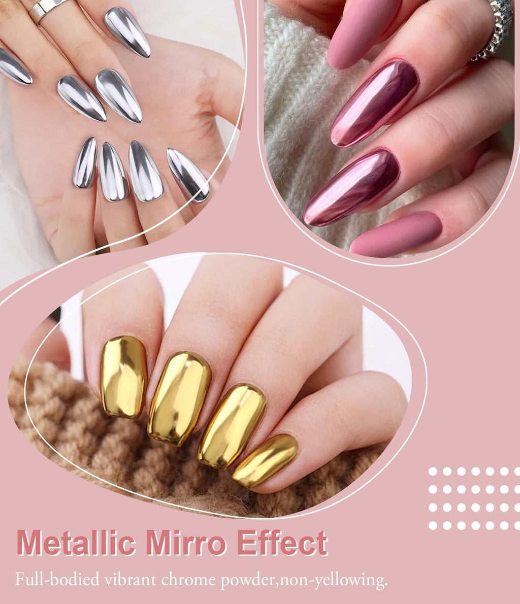 Holographic Chrome Nail Powder . (  4 different packs )