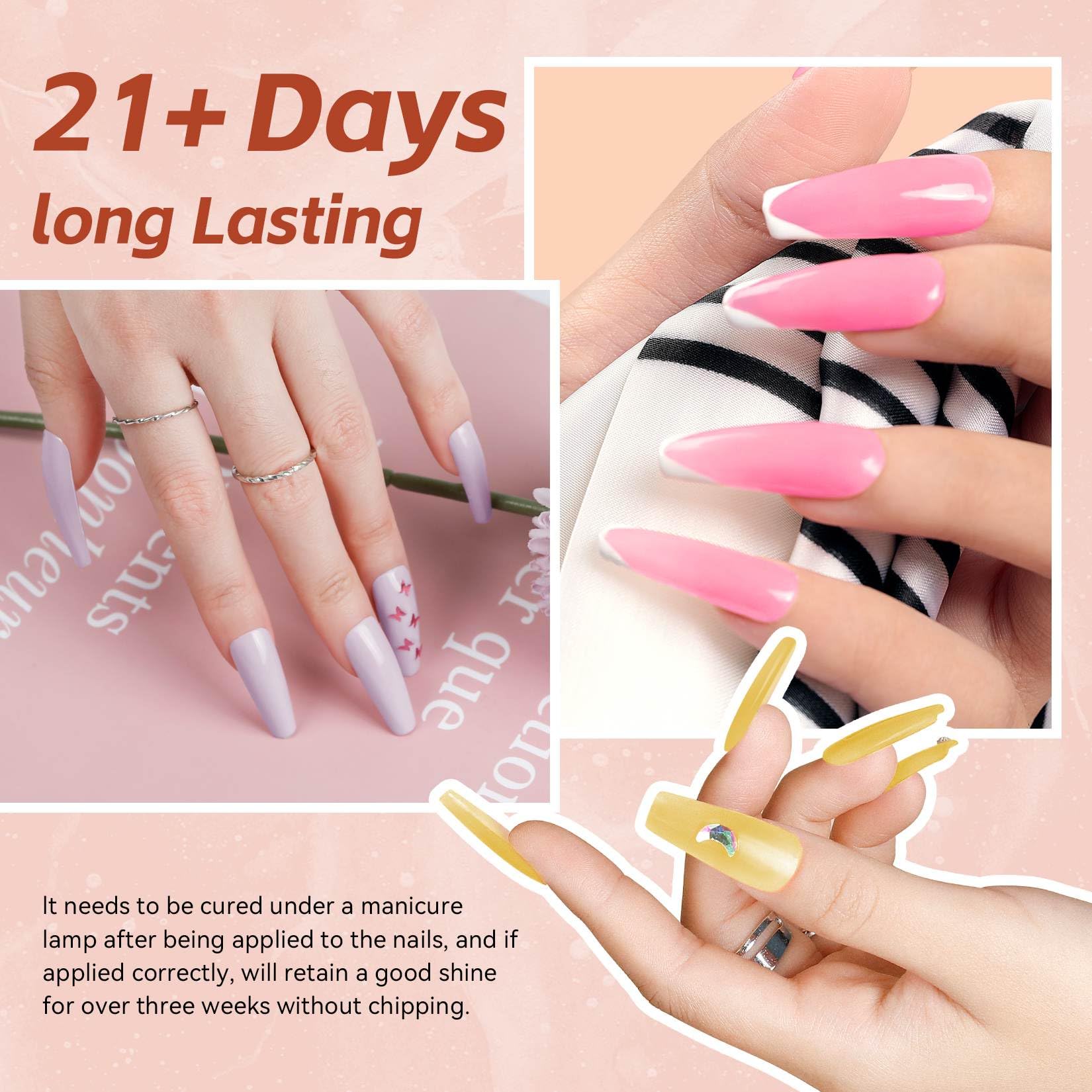 7 different packs . Phoenixy Poly Nail Gel Kit 6 Colors Pink Nude with Sliver Gold Glitter Poly Extension Gel 15 ml