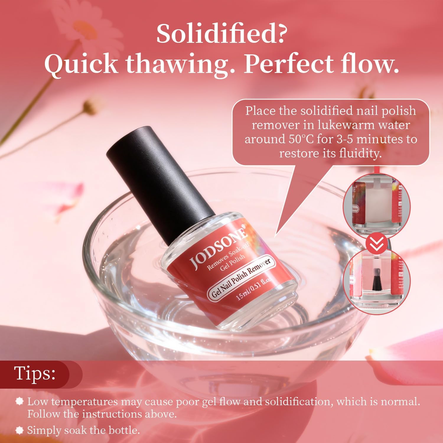 JODSONE 15ML Gel Nail Remover No Need Soaking or Wrapping Gel Remover for Nails 3-5 Minutes Easy And Quick