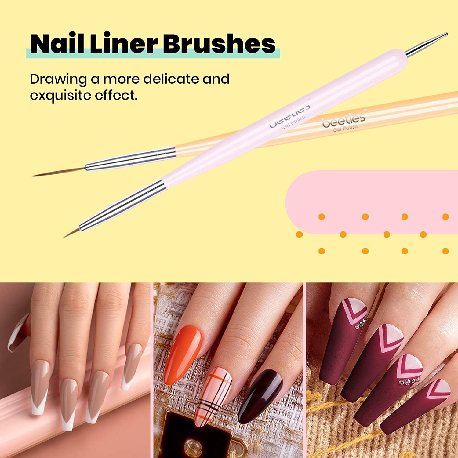 Beetles (5 diff packs ) Nail Art Brushes, Dotting Tools, Nail Art Pens, Dust Brush, Striping Liner Fingernail Drawing Pens with Palette Holder