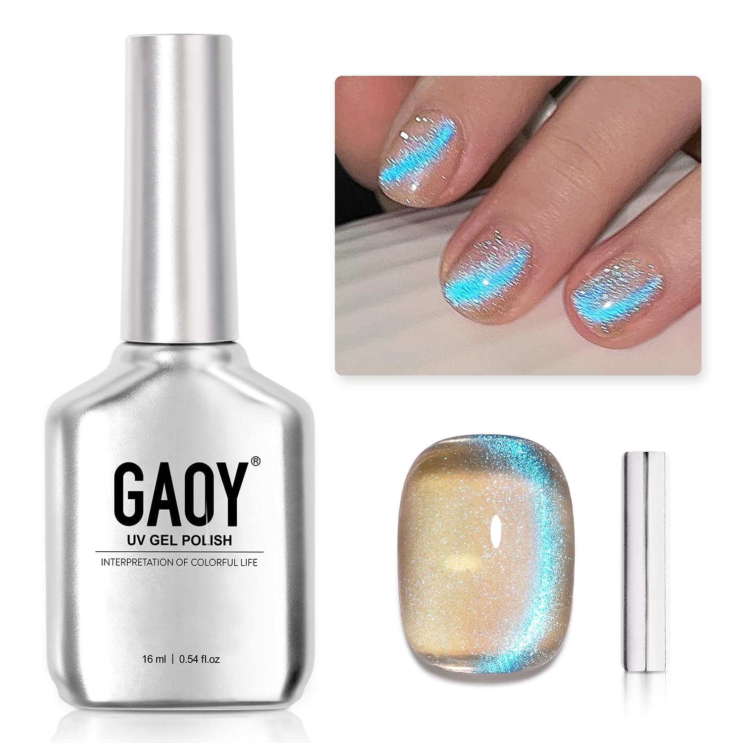 GAOY Magnetic Cat-Eye Gel Nail Polish, 20 Colors