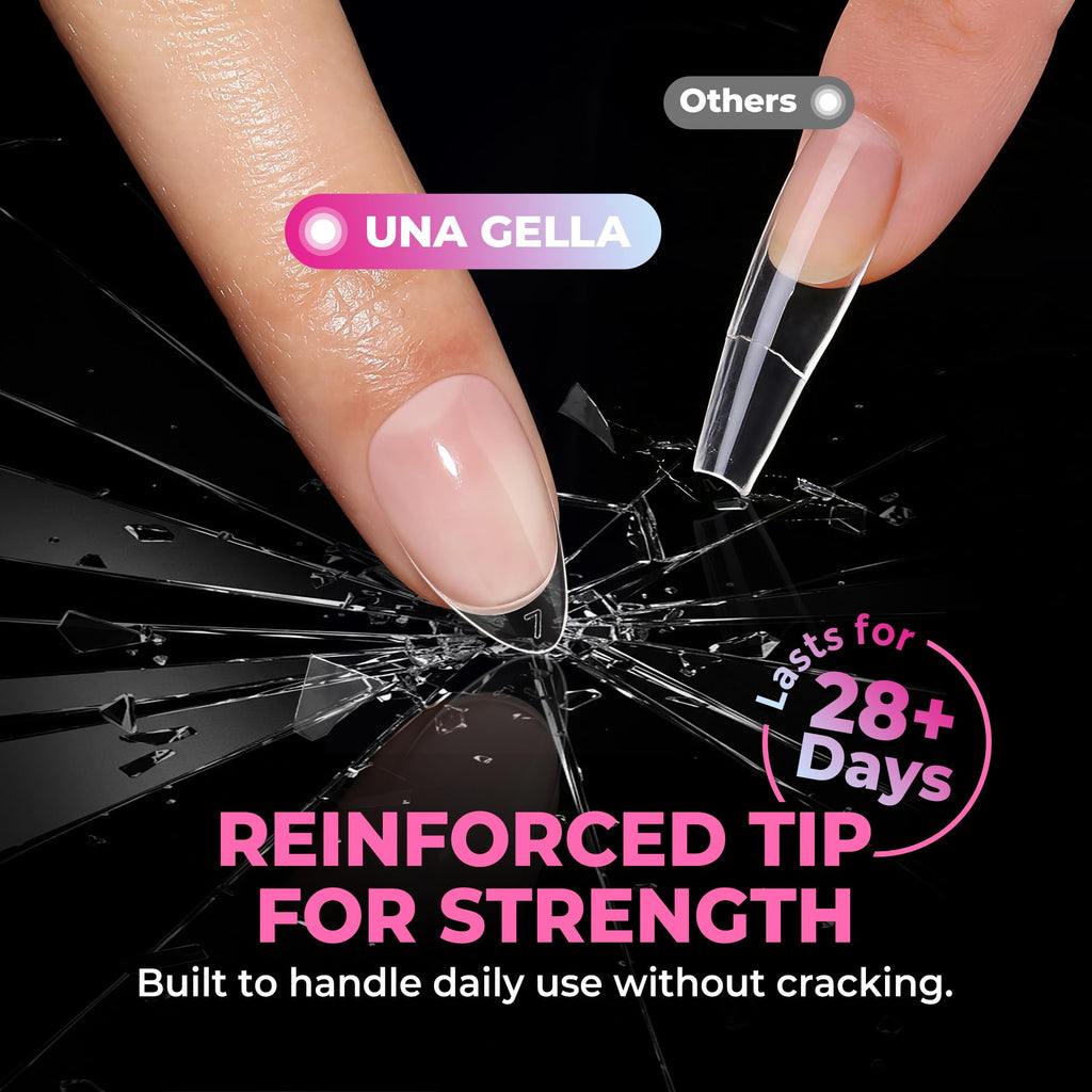 UNA GELLA Soft Gel Nail Tips, 6 Shapes + 2 Glue Options