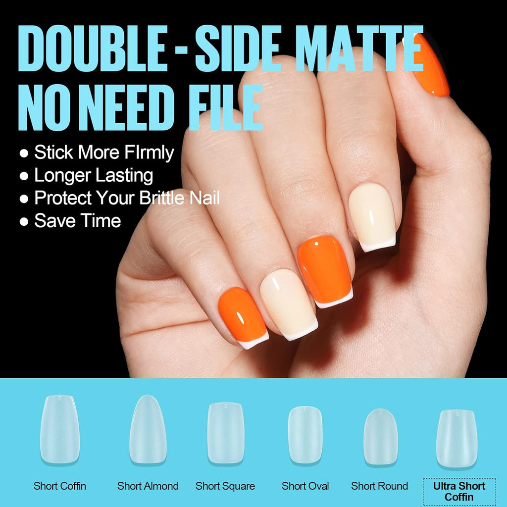 TOMICCA Gel Nail Glue for Nail Tips  plus 4 different packs for nail tips - 15ml Super Strong Nail Glue Compatible with Acrylic Nails,Soft Gel Nail Tips and Press On Nails, UV/LED Curing,