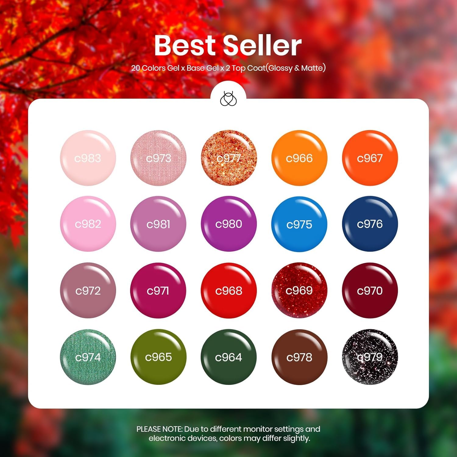 16 diff packs . Beetles GelNail Polish Kit, 20 Colors Soak Off Gel Polish with 1 Base Coat 1 Glossy & 1 Matte Top Coat