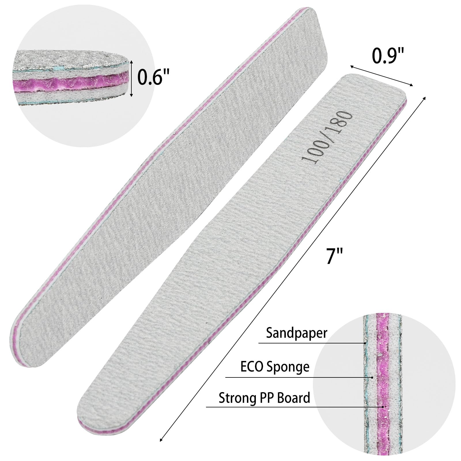 different packs ,  Nail Files ,  Grit Double Sided Emery Boards Coarse and Medium Nail File for Acrylic Nails