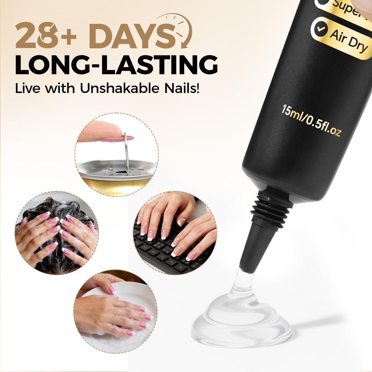 UNA GELLA Soft Gel Nail Tips, 6 Shapes + 2 Glue Options