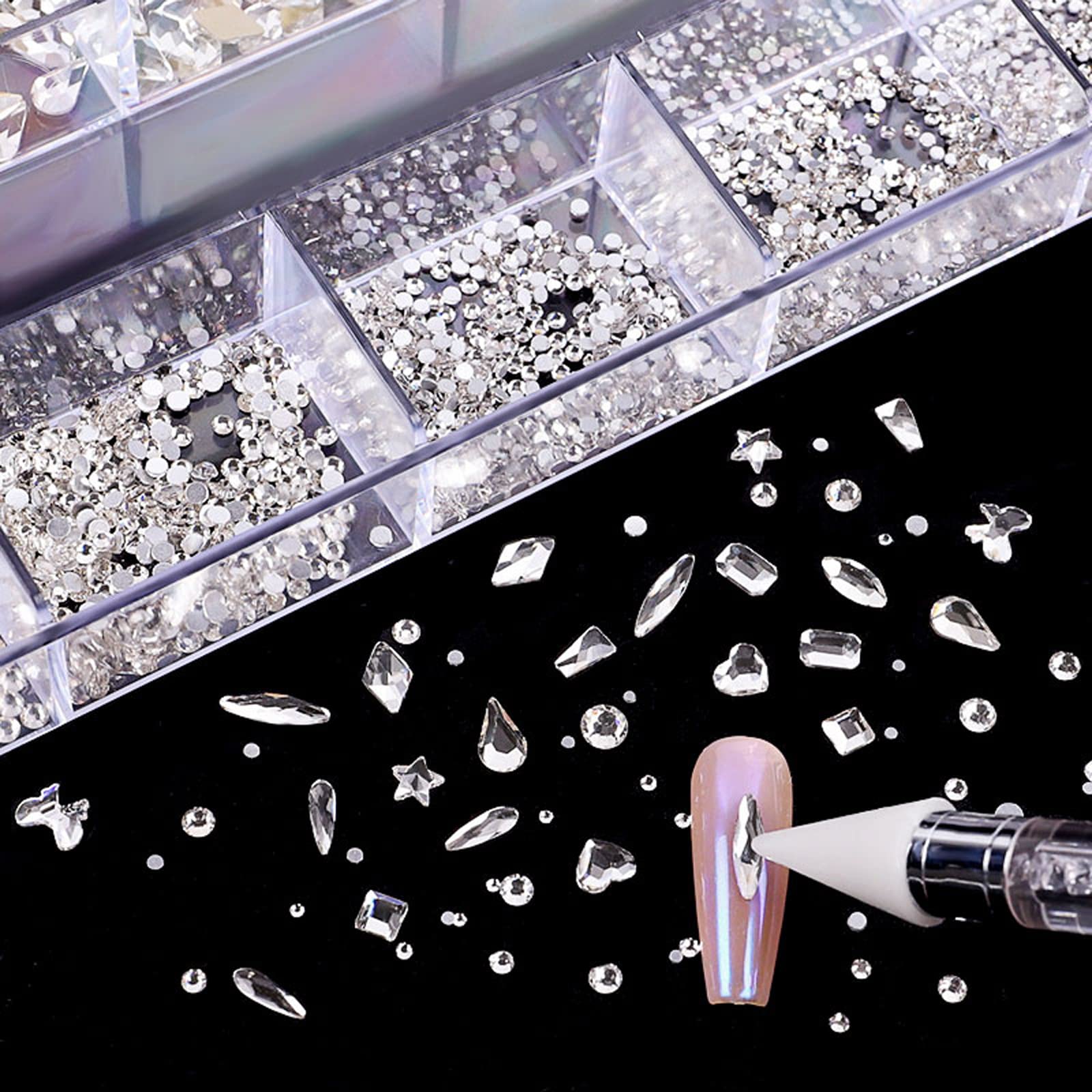 Nail Art Kit: 240 Special Shape & 2194 Flatback Rhinestones for Nails, ( 8 diff packs )