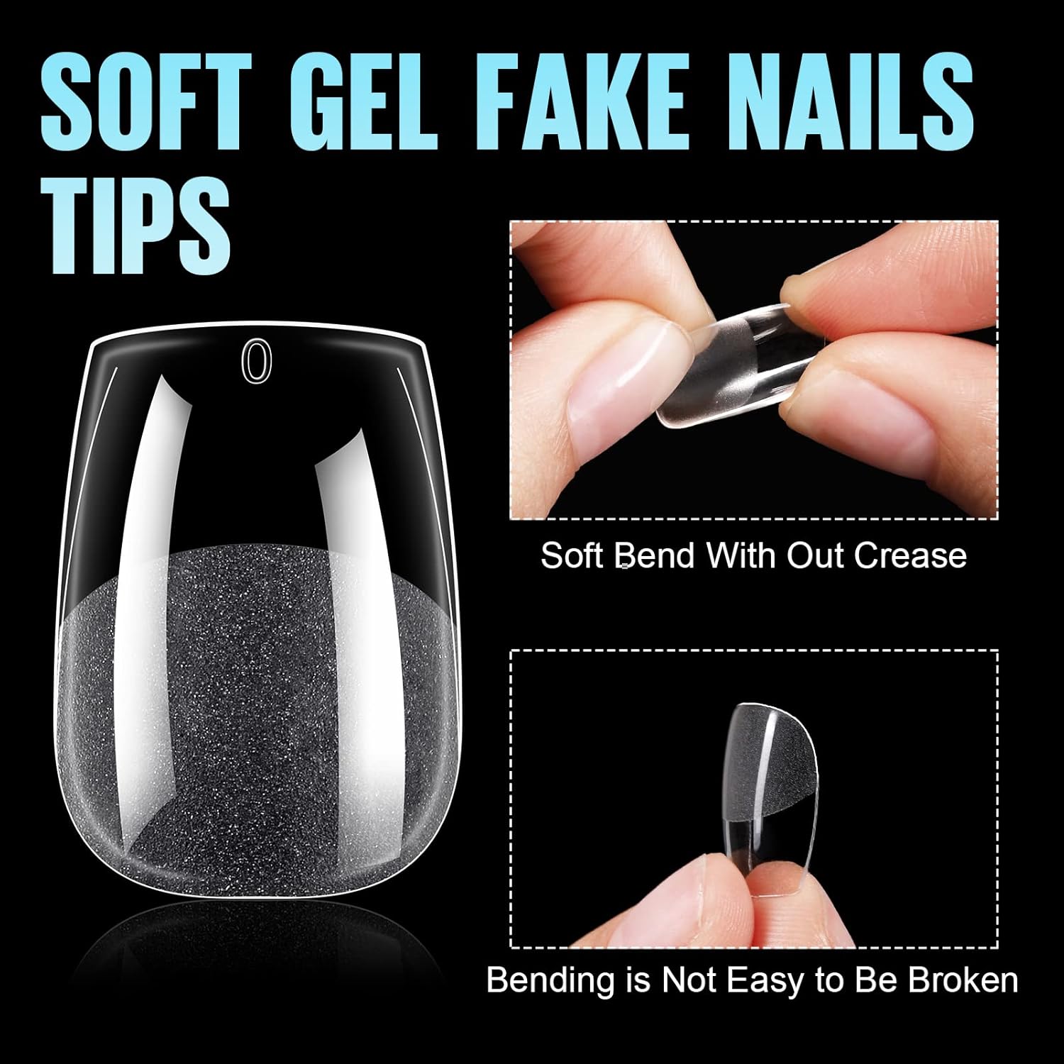 TOMICCA Gel Nail Glue for Nail Tips  plus 4 different packs for nail tips - 15ml Super Strong Nail Glue Compatible with Acrylic Nails,Soft Gel Nail Tips and Press On Nails, UV/LED Curing,