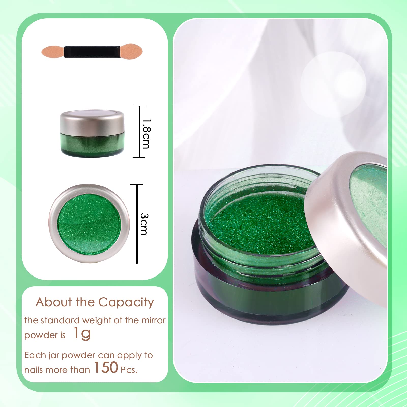 Laza Chrome Nail Powder Mirror Effect Metallic 6 diff colors