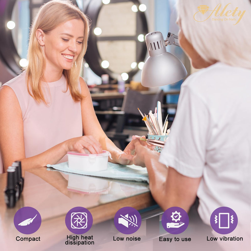 Alety Electric Nail Drill Kit, Portable Electric Nail File for Acrylic Gel Nails, Professional Nail Drills Machine Efile Manicure Pedicure Tools with Gold Nail Drill Bits