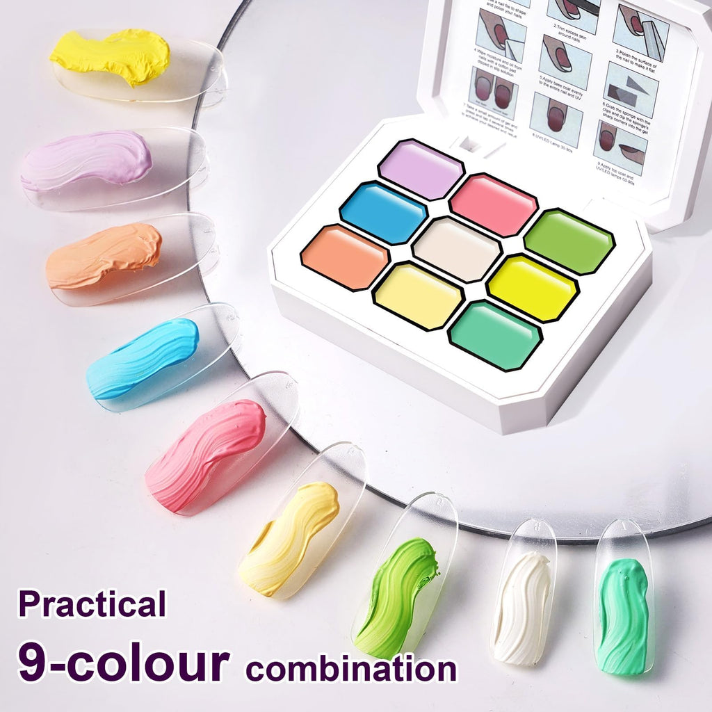 Gradient Painting Gel,(plenty of diff combinations!) 9 Colors Ombre Gel Nail Polish with 100Pcs Nail Sponges &Tweezers, Sponging Gel Nail Polish for Ombre Nails