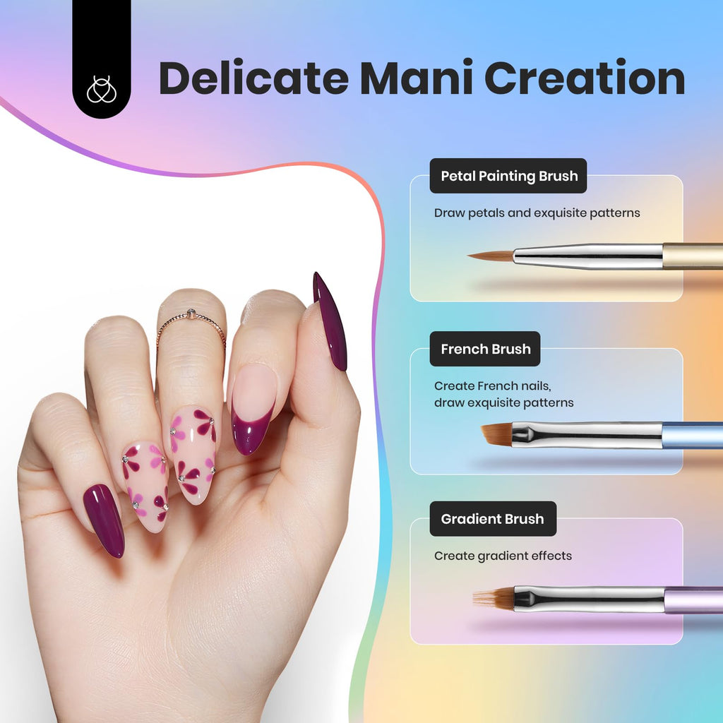 Beetles (5 diff packs ) Nail Art Brushes, Dotting Tools, Nail Art Pens, Dust Brush, Striping Liner Fingernail Drawing Pens with Palette Holder
