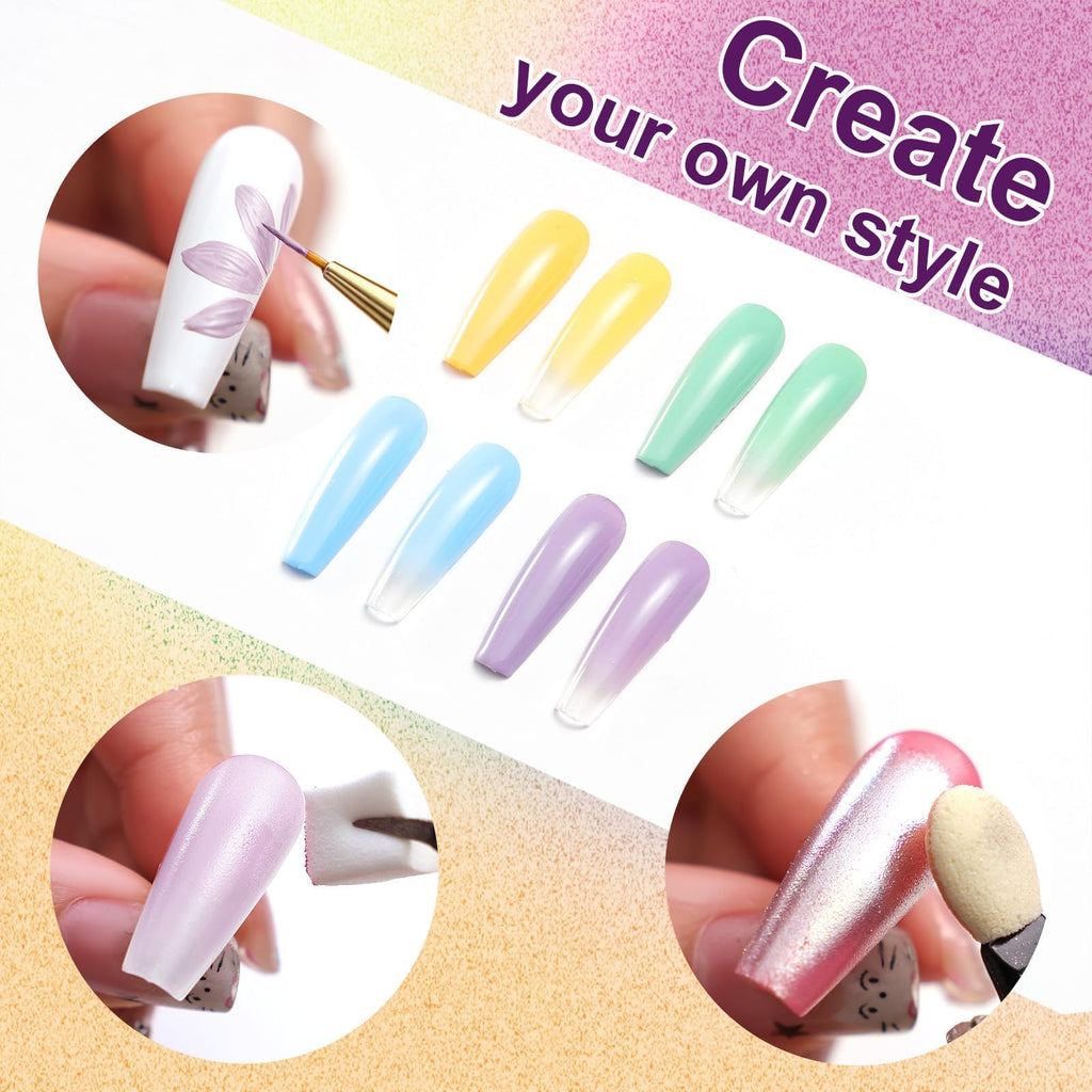 Gradient Painting Gel,(plenty of diff combinations!) 9 Colors Ombre Gel Nail Polish with 100Pcs Nail Sponges &Tweezers, Sponging Gel Nail Polish for Ombre Nails