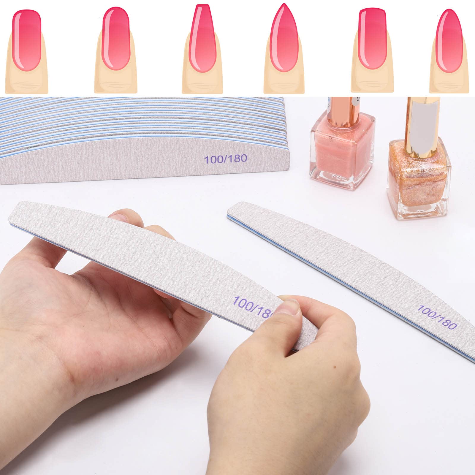 different packs ,  Nail Files ,  Grit Double Sided Emery Boards Coarse and Medium Nail File for Acrylic Nails