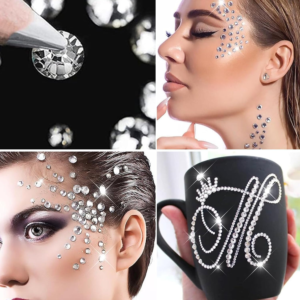 Nail Rhinestones, Flatback  . Mix 5 Sizes . with Dotting Pen and Tweezer