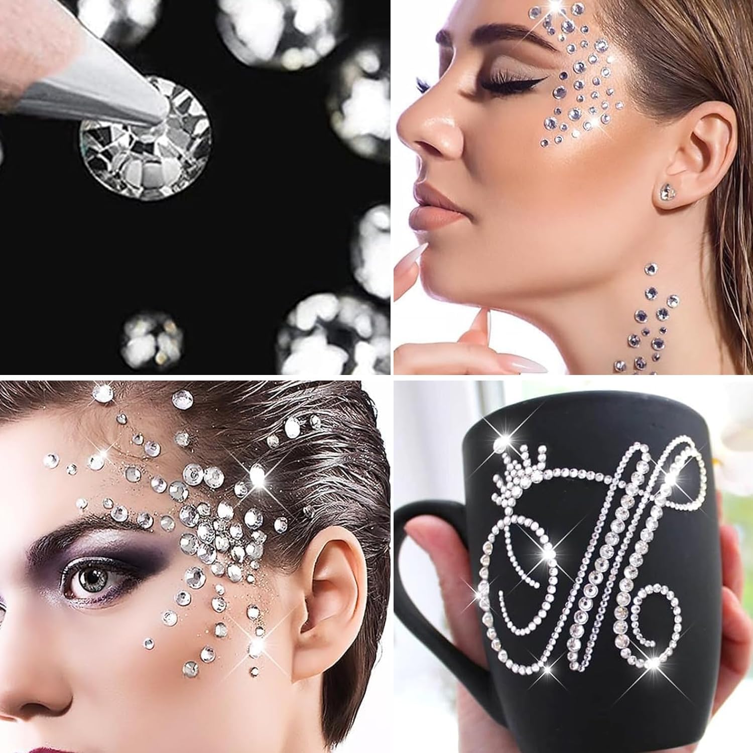 Nail Rhinestones, Flatback  . Mix 5 Sizes . with Dotting Pen and Tweezer