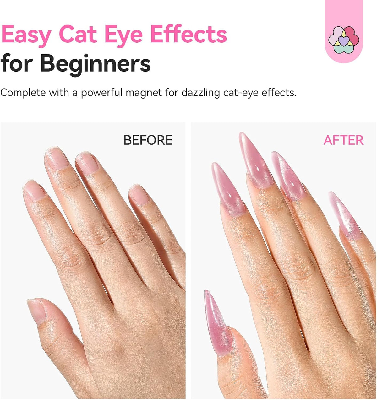 SAVILAND Cat-Eye Poly Nail Gel Kit, 4 Colors with UV Lamp