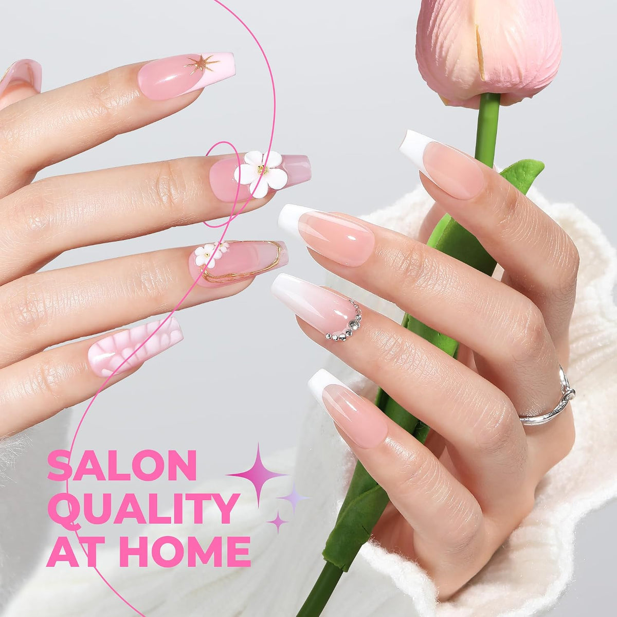 UNA GELLA Soft Gel Nail Tips, 6 Shapes + 2 Glue Options