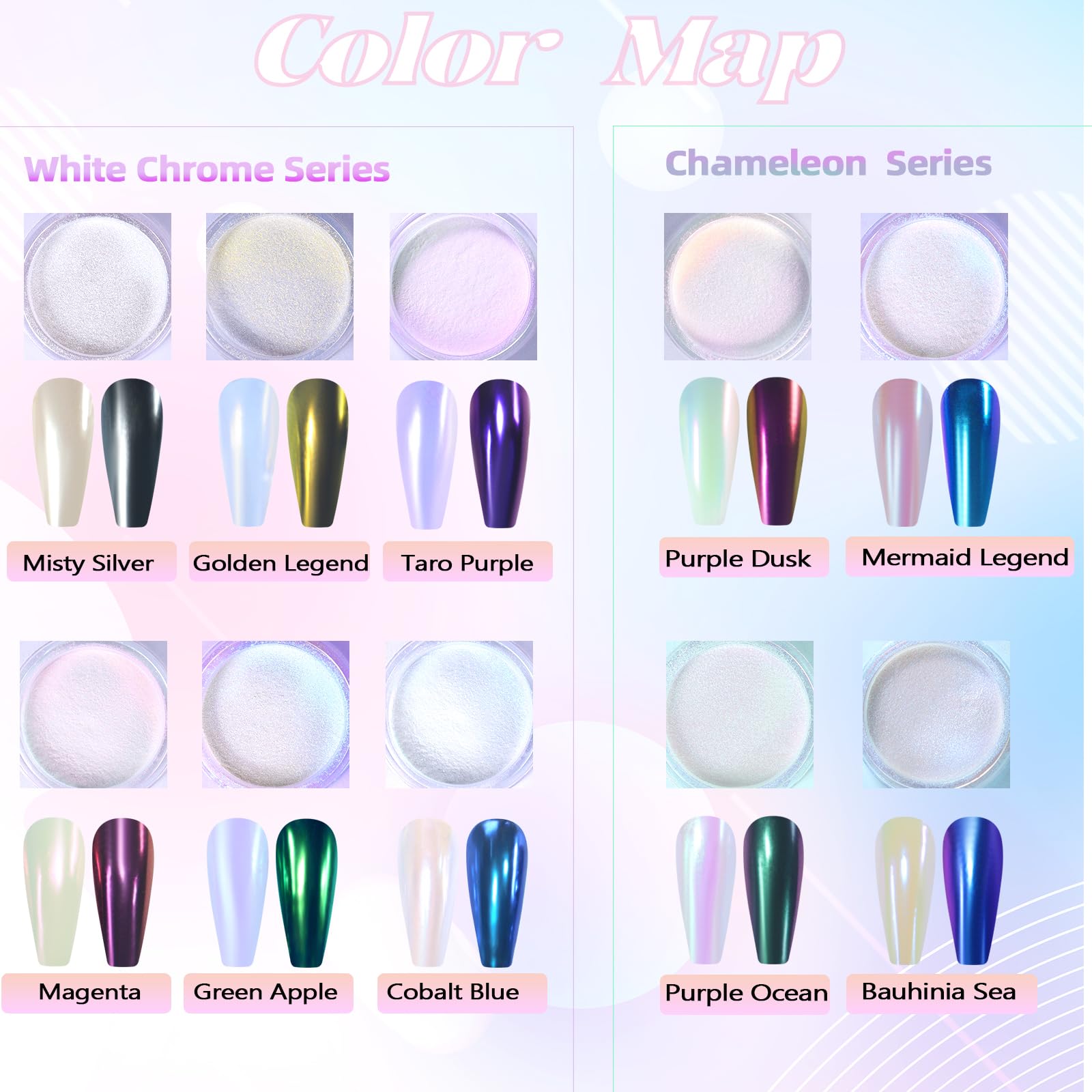 Laza Mermaid Pearl Chrome powder , 3 different options