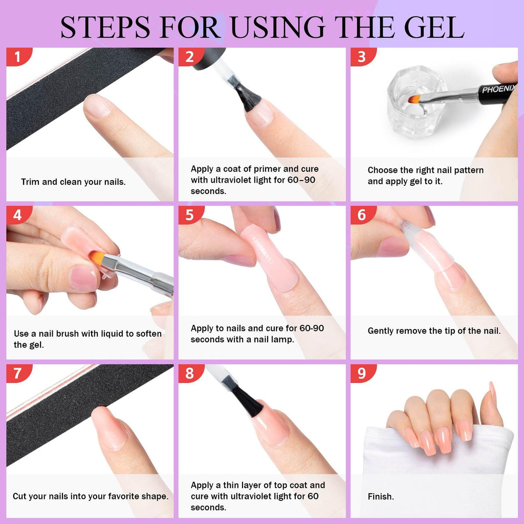 7 different packs . Phoenixy Poly Nail Gel Kit 6 Colors Pink Nude with Sliver Gold Glitter Poly Extension Gel 15 ml